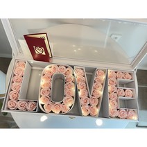 파티파티 {사은품LED조명+메세지카드증정} love 비누꽃장미 + 손잡이상자 풀세트 졸업선물 생일선물 발렌타인데이/화이트데이 선물 기념일선물, 02화이트상자+핑크장미+led조명+하트팝업카드