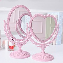 엔틱 양면 하트거울 원형거울 빈티지 탁상거울 화장거울 회전거울, 타원화이트