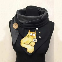 올빼미 인쇄 스카프 단추 Shawls 포장 캐주얼 소녀 Foulard Femme 겨울 따뜻한 여성
