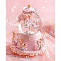소녀 공주 오르골 조명 인테리어 소품 선물 회전목마, 스타시티라이트스노우