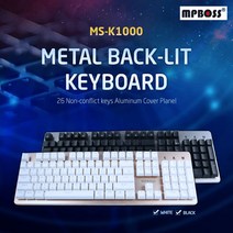 두바이_미니샵_엠피보스 게이밍키보드 MS-K1000 LED 24멀티키 게임 유선 PC PC방 멤브레인 고급 용++mingpin*, $베스트선택**블랙