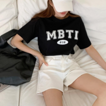 브이와이 VY 여자 엠비티아이 나염 U넥 데일리 티셔츠