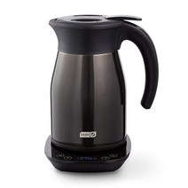 Dash 절연 전기 주전자 무선 온수 주전자 - 매트 아쿠아 1.7L/57온스, Black Stainless Steel
