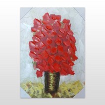 [RΘA] 빨간 꽃 황금화병 유화액자 인테리어 소품 집들이 그림 고급 장식용 선물 용그림 벽액자 ▷_β5243Ea, 《β본상품》