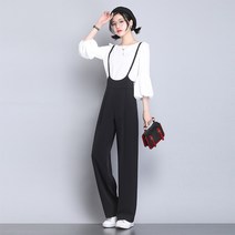ANYOU 봄 가을 여성용 멜빵 어깨끈 점프수트