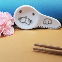 아틀리에지 국산 도자기 공방 안전한 수저받침 감사 선물 동물 꽃 물고기 못난이외 골드수저받침외 다양, 1개, 귀요미동물 수저받침 해달드로잉