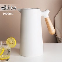 보온 보냉 주전자 1000ml 북유럽 스타일 대용량 병 절연 뜨거운 물병 손잡이 이동식 가정용 커피 포트, 하얀, 301-400ml