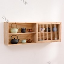 엔틱 원목 우드 주방 카페 진열장 복고풍 빈티지 미니 컵 수납장 그릇장식장, 브라운 우드 행거문(60X30x43cm)