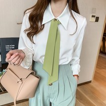 쉬폰 봄옷 여성 긴소매 상의 와이드 루즈핏 나비넥타이 이너 와이셔츠 2246951505