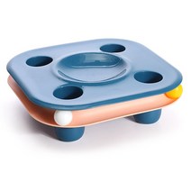 캣타워 2In 1 Cat Bowl 대화 형 장난감 괴롭히는 미친 게임 고양이 타워 트랙 디스크 긁기 장치 음식 냄비, 01 파란