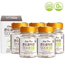 라이크트리 콘드로이친 1200 골드 미국산 곱상어연골 71% 어골칼슘 밀크칼슘 유기농 아가베 이눌린 함유 콘드로이틴 콘드로이친 분말 정, 5병, 60정