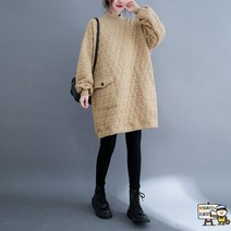 롱패딩 퀼팅 깔깔이 풀오버 빅사이즈 여성복 가을 겨울 다이아 체크 터틀넥 야상 면 도톰 원피스