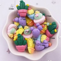 레진 카와이 컬러풀 그린 만화 선인장 플랫백 스톤 피규어 스크랩북 DIY 장식 홈 액세서리 공예 OM110 20 개, [01] Random mixed