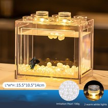 베타물고기 구피 해수어 금붕어키우기 작은 Betta 물고기 탱크 LED 조명 쌓을 수 있는 베타 세트 그릇 액세