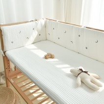 아기침대가드 침대울타리 가드쿠션 침대난간 낙상방지원피스 충돌 방지 침대 범퍼 보호대 코튼 침구 이동, 07 gray moon 120cm