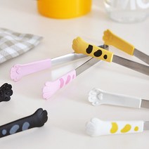 스텐 과자 얼음 디저트 빵 샐러드 미니 고양이 집게 L 24cm, 옐로우, 1개