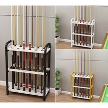 당구큐대 배치 벽걸이 랙 디스플레이 수납 랙 거치대 선반 보관대 홀더 큐꽂이, 블랙프레임+화이트[8홀]