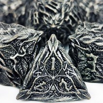 HAOMEJA Metal DND 주사위 잎 덩굴 세트 다면체 주사위 7가지 역할 놀이 주사위 D&D 솔리드 던전 앤 드래곤 주사위 (블러드 앤티크 아이언), E Antique Iron