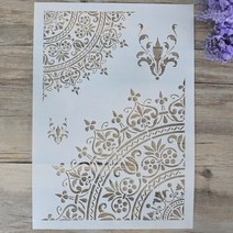 DIY 공예 만다라 스텐실 목재 직물 벽 아트 스크랩북 스탬핑 앨범 엠보싱 종이 카드 A3 A2 크기, 02 A3 Size29.7 by 42cm, 1개