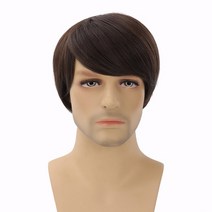 남성 엠자가발 남자커트가발 m자커버 정수리 앞머리 부분가발 WEILAI 남자 합성 가발 짧은 갈색 머리, 한개옵션1, 23 AK03-11