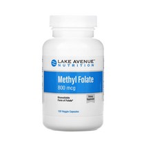 Lake Avenue Nutrition 엽산 Methyl Folate 800mcg 120 베지캡슐 비타민 C 씨 아스코르브산 프로피온산 칼슘, 1개, 120정