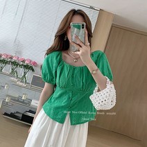 아일렛 썰쓰데이 레이스 오프숄더 블라우스 여성 여름 반팔 청순
