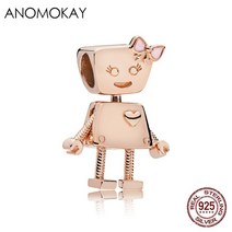 100% 스털링 925 실버 로봇 개 꽃 요정 매력 DIY 구슬 보석 만들기위한 팔찌 믹스 스타일, [06] 1