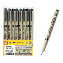 [조한스토어] 사쿠라 피그마 마이크론 다양한 선굵기의 펜 브러쉬 드로잉, 1세트, MICRON 05_0.45mm_8색