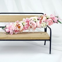 파스텔로즈리스 일자형납골당꾸미기 꽃장식조화 봉안당리스 성묘 추모꽃, 블루, 20cm, 야외 사용