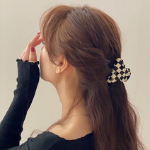 키메라제이 반원 체스체크 올림머리 헤어 집게핀