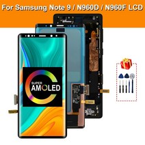 [해외]삼성 갤럭시 노트 9 LCD 디스플레이 N960 N960F 터치 스크린 디지타이저 용 슈퍼 Amoled 삼성 SM-N960FDS 교체 부품 액정 자가 수리, 보라색 프레임으로