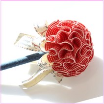 미누아띠 [DIY]KA03 (바느질이 필요없는)카네이션볼펜, 1세트, 잔체크 레드(감은볼펜)