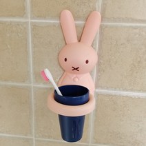 귀여운 토끼 미피 양치 칫솔 치약 걸이 컵 홀더 세트, 블루