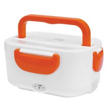 2 in 1 Car& Home Electric Heated Lunch Box Portable 12V 110V 220V Bento Boxes Food Heater Rice Conta, Orange_US plastic, 1개