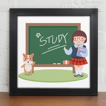 아트박스/꾸밈 cy939-강아지와학교생활_인테리어액자, 블랙/2-등교