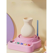 미니물레 미니 소형 도예 핸드메이드 도자기 점토그릇 가정용 만들기 물레 도자기공예, 블루콤비도기2봉공구물감작은꽃