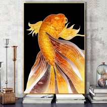 화려한 황금 비단잉어 추상화 재물 행운 가득 보석십자수 비즈퍼즐 큐빅 전체수, 60X80CM