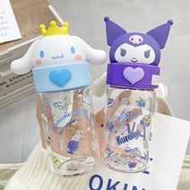 다나에 산리오 피규어 워터보틀 시나모롤 쿠로미 마이멜로디 폼폼푸린 투명 물병 360ml, 시나모롤 물병 360ml