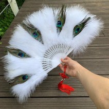 댄스부채 패션부채 중국풍 부채 파초선 합죽선, 공작새 깃털 부채 강화 백개, 1개