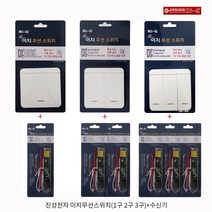 진성 하이큐 이지무선스위치(1구 2구 3구)+수신기 SET, 2)무선스위치 2구+수신기 2개