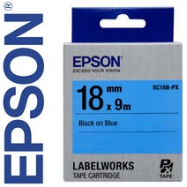 *정품* [ EPSON ] 라벨테이프, SC18B-PX [18mm 파랑/검정글씨]