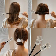 BAISLUN 여자 똥머리 올림머리 쉽게 만들 수 있는 벚꽃 와이어 머리끈 플라워 당고머리밴드 헤어 액세서리