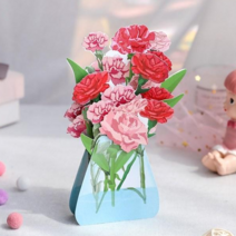 플라워베이스 감사 인사 카드 축하 카드 카네이션 어버이날 결혼기념일 팝업카드 입체카드