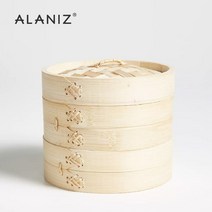 히노끼 편백나무 찜기 세트 만두 딤섬 찐빵 대나무, 대형 18cm