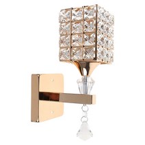 SJSHOP 금속 벽 램프 현대 크리스탈 장식 E26/E27 기본 LED 벽 조명 가정용 복도 침실 레스토랑 장식을위한 산업 벽 Sconce, 금속 및 수정, 골든