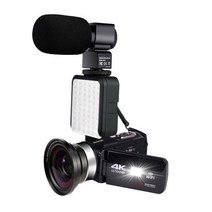 캠코더 라이브 스트림 wifi 원격 제어 야간 투시경 터치 스크린 사진용 마이크 4k, 옵션 d, 128GB SD 카드로