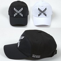 럽인골프 엑스마크 엣지5각 하프메쉬 볼륨자수 골프모자, 화이트