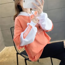 루즈핏 후드티 맨투맨 여성의류 봄 가을 룩 트렌드 중학교 고등학교 와이드 상의 얇은 코트 2451567948
