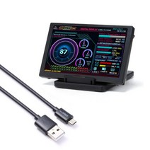 보조모니터 15인치 휴대용 5 인치 IPS 게이밍 디스플레이 알루미늄 합금 USB 모니터 화면 CPU GPU RAM HDD 모니터 디스플레이 미니 ITX 케이스용 360 도 회전, 중국_USB 케이블
