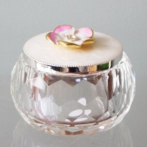 분홍꽃 유리 보석함-중 인테리어 소품, 단품, 단품